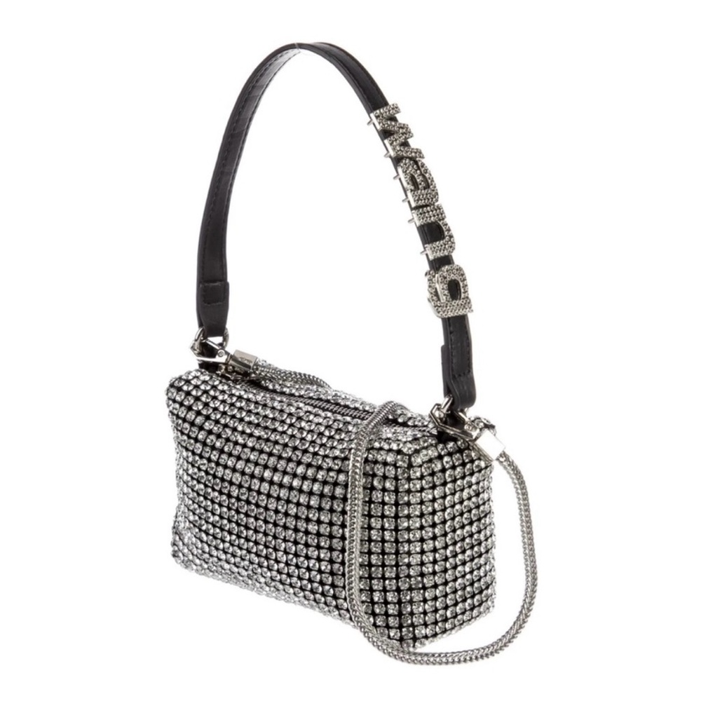 Alexander Wang Silver Black Mini Bag with Chain Details